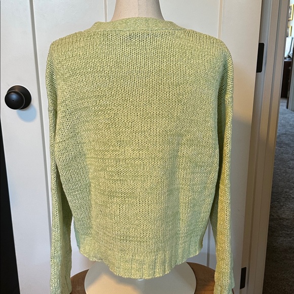 LOFT Women's Bright Green Knit Cardigan - Picture 9 of 10